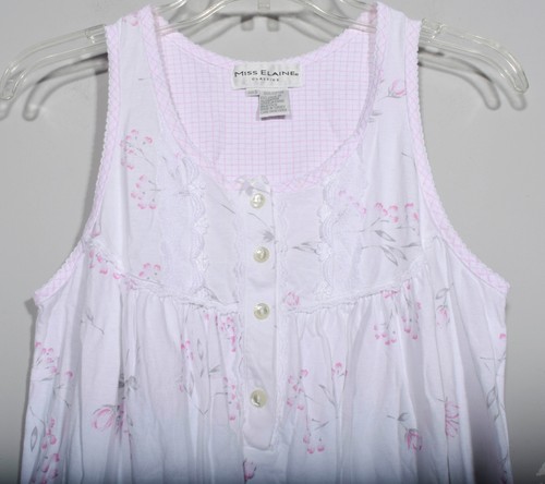 Miss Elaine Style 23080 Sleeveless Floral Knit Nightgown Sz S - Picture 4 of 4