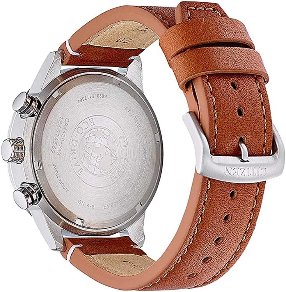 Citizen+Sport+43mm+Silver+Stainless+Steel+Case%2C+Brown+Leather+Strap ...