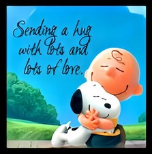 Sending A Hug With Lots & Lots Love Friends Family Snoopy Charlie Brown Peanuts