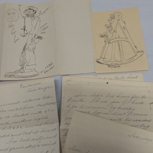 Letters & Sketches By George A. Gale Artist Aboard "The Coral" Ship 1925 MA Vtg - Picture 4 of 14