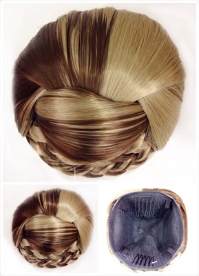 Hair Bun Perfect Braided Hair Piece Blonde With Brown Stricks