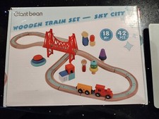 Fagiolo Gigante, Sky City Set Treno in Legno per Ragazzi e Ragazze, 42 PCS Pista Treno.
