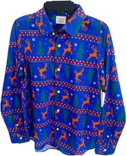 North Pole Trading Co. Shirt L Boys Blue Christmas NWT 30