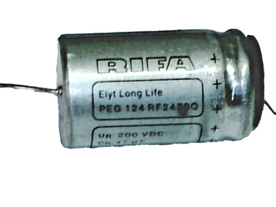   Elko Capacitor 47uF 200V 105° AXIAL Kemet RIFA Kondensator LongLife Low ESR