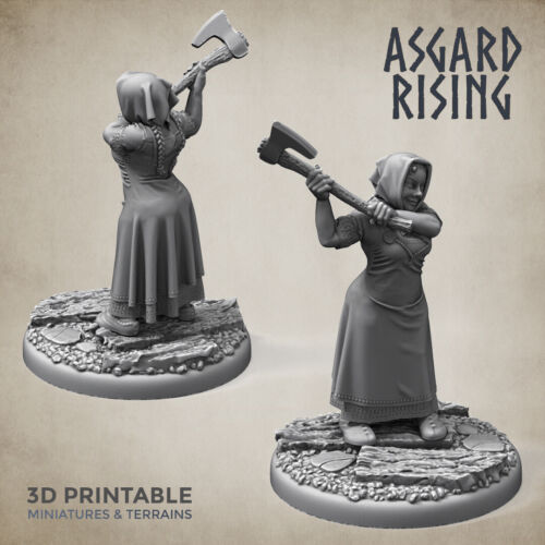 Mujeres aldeanas, juegos de guerra de mesa RPG fantasía DnD pueblo pueblo pueblo miniatura - Imagen 11 de 13