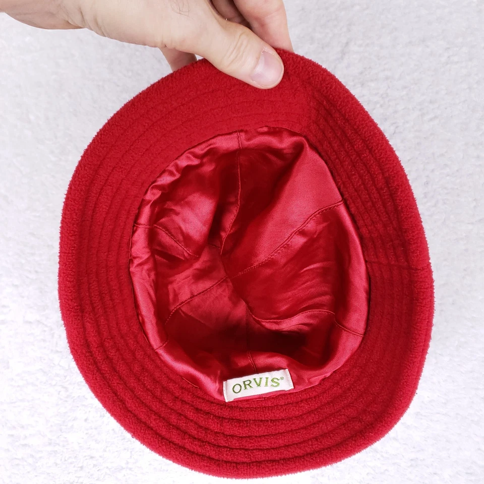 Orvis Women's Fleece Bucket Hat 6 3/4 Red Cozywear Outdoor Hiking Gorpcore - Image 3 of 4
