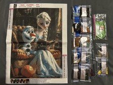 5D DIY Diamond Art Painting Kit Craft Frozen Elsa Reading To Olaf LY7041 30x40