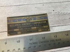 ORIGINAL 1940 BELLANCA JUNIOR 14-9 AIRCRAFT DATA SPEC NAME PLATE