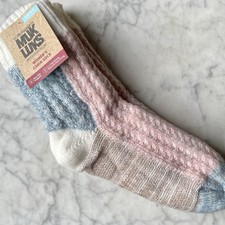 MUK LUKS Thermal Slipper Socks Womens S/M Shoe Size 5/7 Pastel Cozy Warm