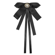 Womens Bow Tie, Black Clip on Pre Tied Adjustable Bowtie for Women and