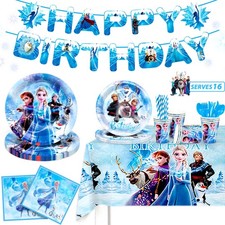 144 Pcs Frozen Party Decoration Disney Princess Birthday Plates Banner Tableware