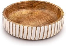 Large Wooden Fruit Bowl for Kitchen Counter, Farmhouse Table Centerpiece, Rustic