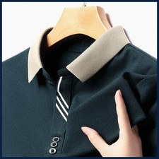 Men's Solid Color Casual Fashion Short Sleeve Polo Shirt Summer Comfortable Top