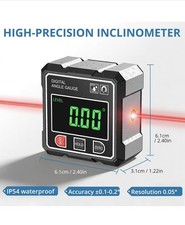 360° Magnetic Digital Angle Gauge Finder With Laser Inclinometer Level Meter UK