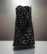 Jovani Black and Cream Formal Dress Strapless with Black Floral Accents. Size 8