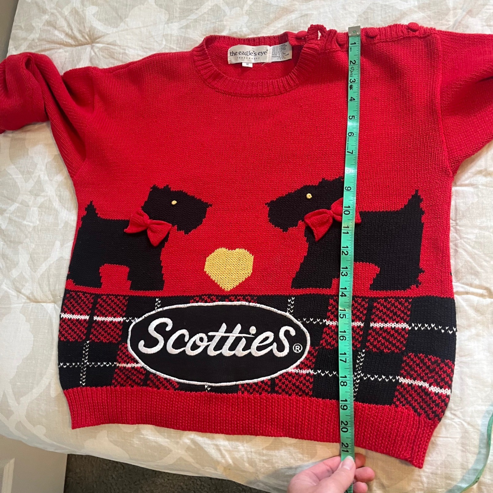 The Eagles Eye Red Scottie Dogs Plaid Sweater Knit Women's Size S