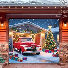 Christmas Garage Door Cover Decorations, 7 x 8 Ft Garage Door Christmas Banne...