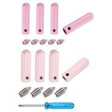 8Pcs 2Style 25mm Metal Aglet with Screw Screwdriver Hoodie String Cap, Pink