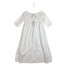 American Girl Girls Cream Floral Embroidered Nightgown Green Ribbon Bows M 10/12