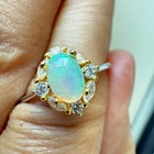 925 Sterling Silver Ring 6x4mm Natural Opal Gemstone Zircon Handmade Flower Gift — photo 3