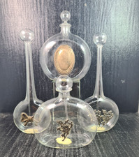 raffaelli set 4 bottiglie vetro soffiato con applicazione argento 800/°°