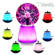 Plasma Lamp Interactive Touch Lightning Globe 3 Inch Fun Lamp USB Powered 7 C...