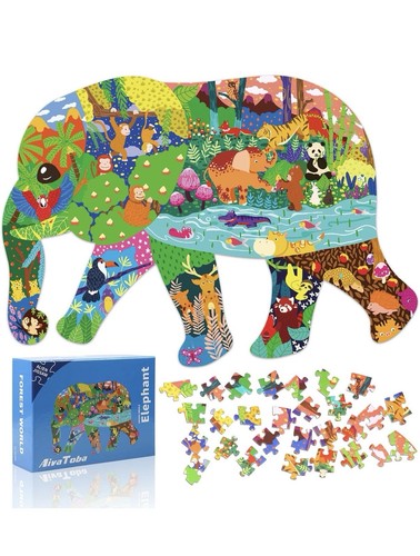 Elephant Jigsaw Puzzle for Kids 200 Pieces Animal Puzzles Best Gift for Children