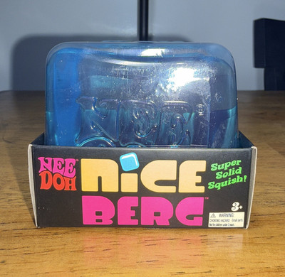 NeeDoh Nice Berg Blue Super Solid Squish Squeezable Gel Stress Reliever 3in