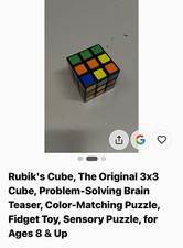 Rubik's Original 3x3x3 Color-Matching Twist Puzzle Cube, Ages 8 , Multicolor
