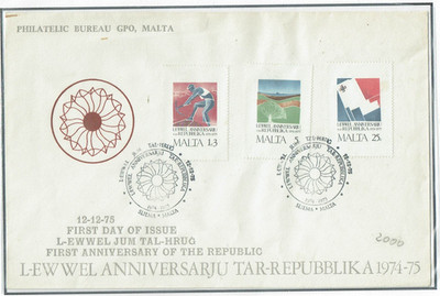 MALTA 1975 1. JAHRESTAG DER REPUBLIK UMSCHLAG FDC Kat.M.516-518