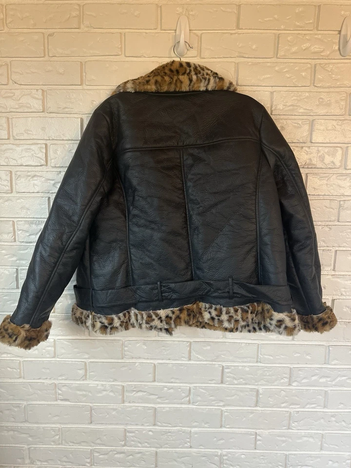 Sam Edelman Women’s Leopard Fur Moto Jacket 1X Fran Fine Glam Queen Coat - Image 2 of 4
