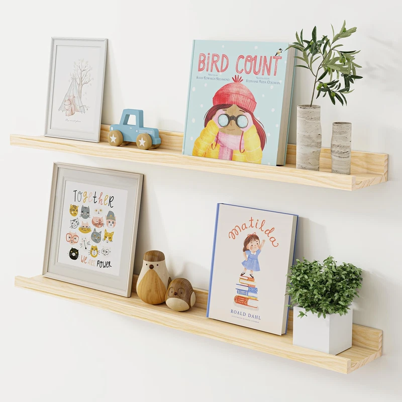 Acovy Floating Shelves For Wall 36 Inch Solid Wood Picture Ledge Shelf Picture