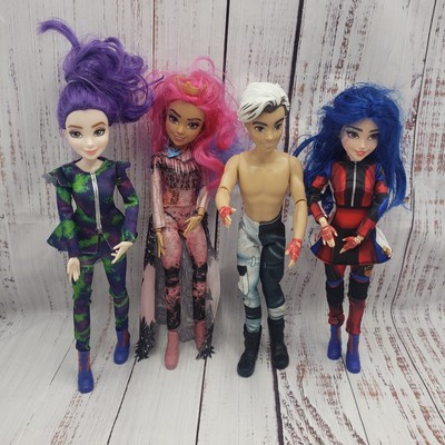 Disney Descendants 4 Doll Lot Audrey, Mal, Evie, Carlos 12in Dolls w/ Clothes