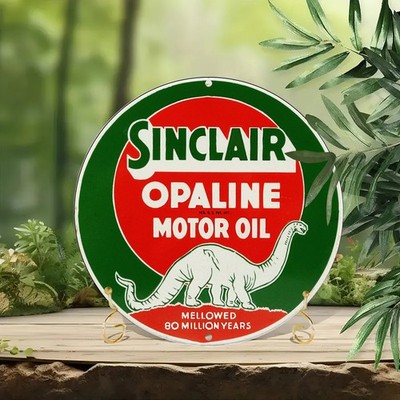 Vintage Sinclair Opaline Motor Oil Tin Metal Signs Home Décor, 8x8 Inch Round Al