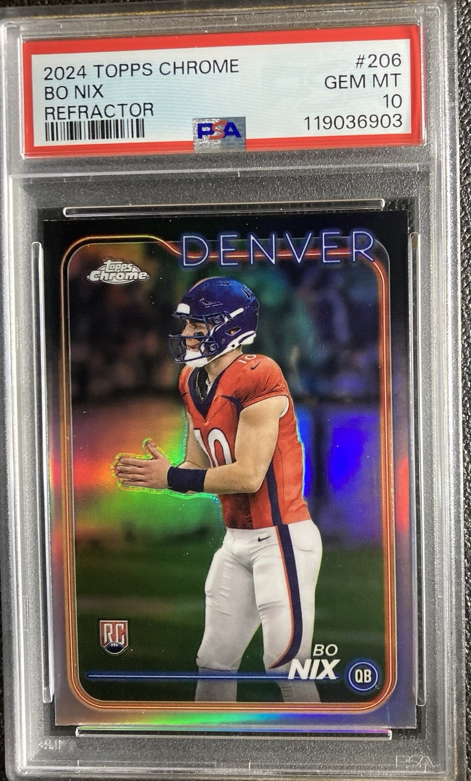 Bo Nix Topps Chrome #206 Refractor