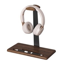 Walnut Headset Stand for Desk with Holder  Headphone Stand Headphone Holder ...
