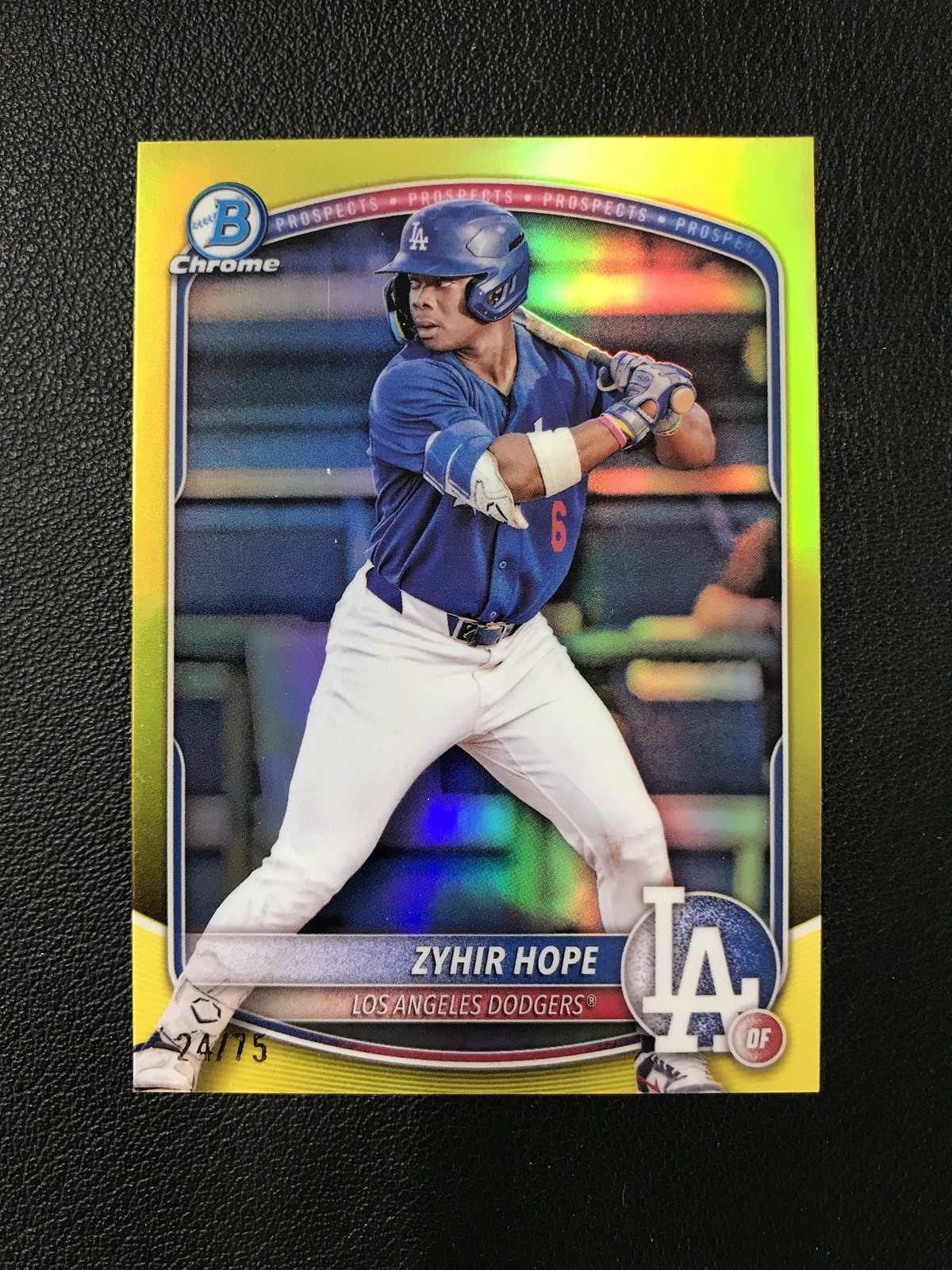 2025 Bowman Chrome True Yellow #BCP-2 Zyhir Hope Los Angeles Dodgers /75