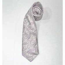 Pronto Uomo Mens Silk Tie Silver Lavender Purple Paisley Formal Wedding Business