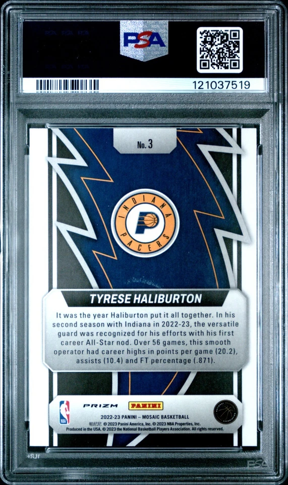 PSA 10 Tyrese Haliburton 2022 Panini Mosaic Thunder Road #3 Mosaic Prizm Pacers - Image 2 of 2
