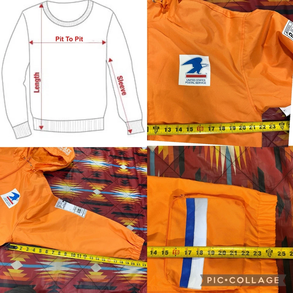 Chaqueta cortavientos Forever 21 x USPS naranja para hombre pequeña oficina de correos de EE. UU. Foto 2 de 4