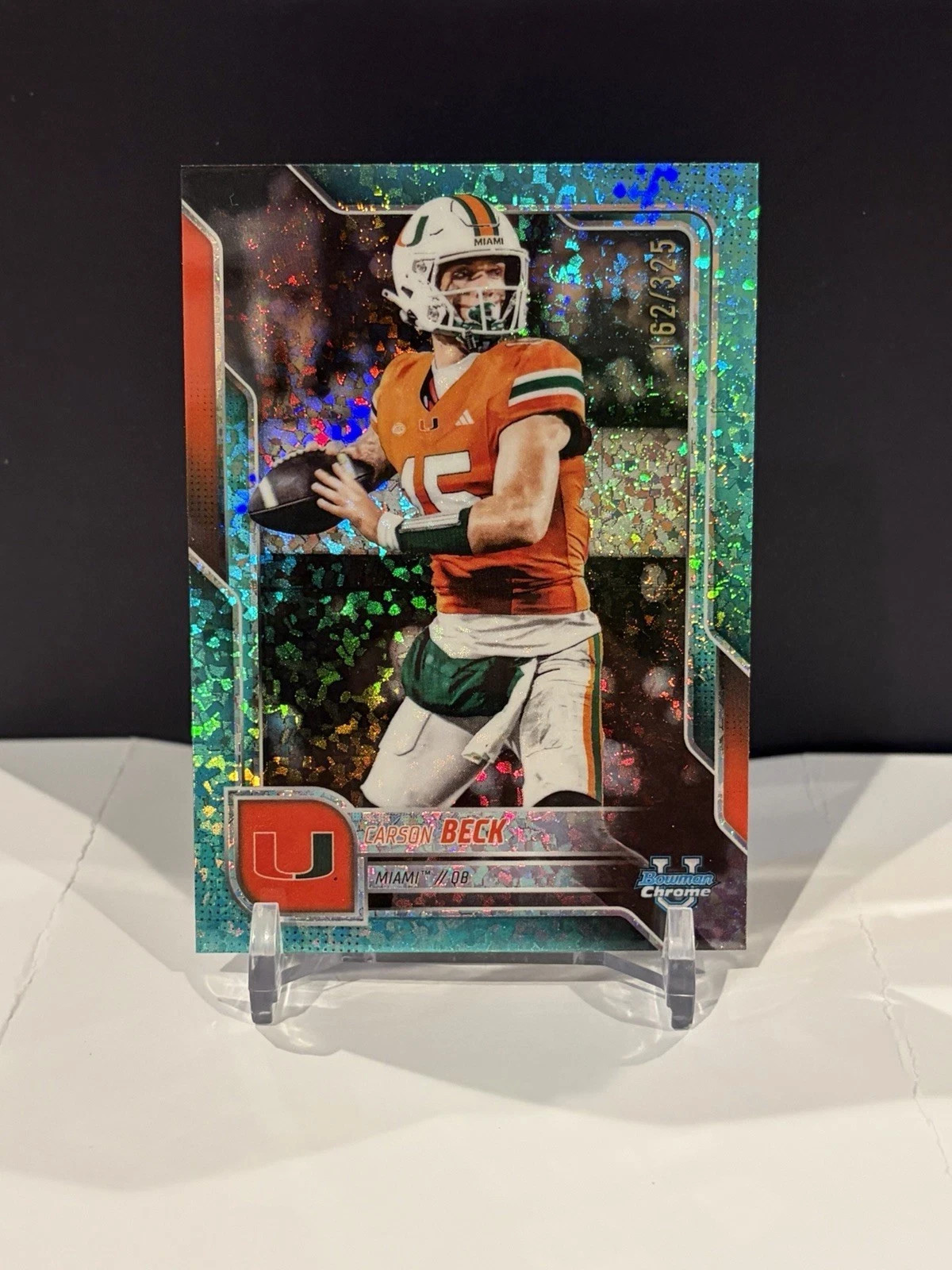 2025 Bowman University Chrome - Carson Beck #138 - Aqua Mini-Diamond /325 (RC)