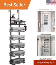 Over The Door Towel Rack 6 Tier No Drill Bathroom Towel Organizer Black