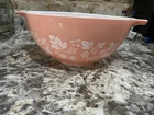 Vintage Pyrex Pink Gooseberry #442 Medium Tabbed Cinderella Mixing Bowl Nesting