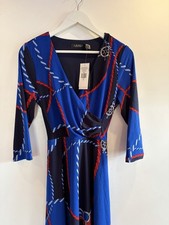 Ralph Lauren Lauren Women's Size 8 Blue Nautical Rope PrintDress with 3/4Sleeves