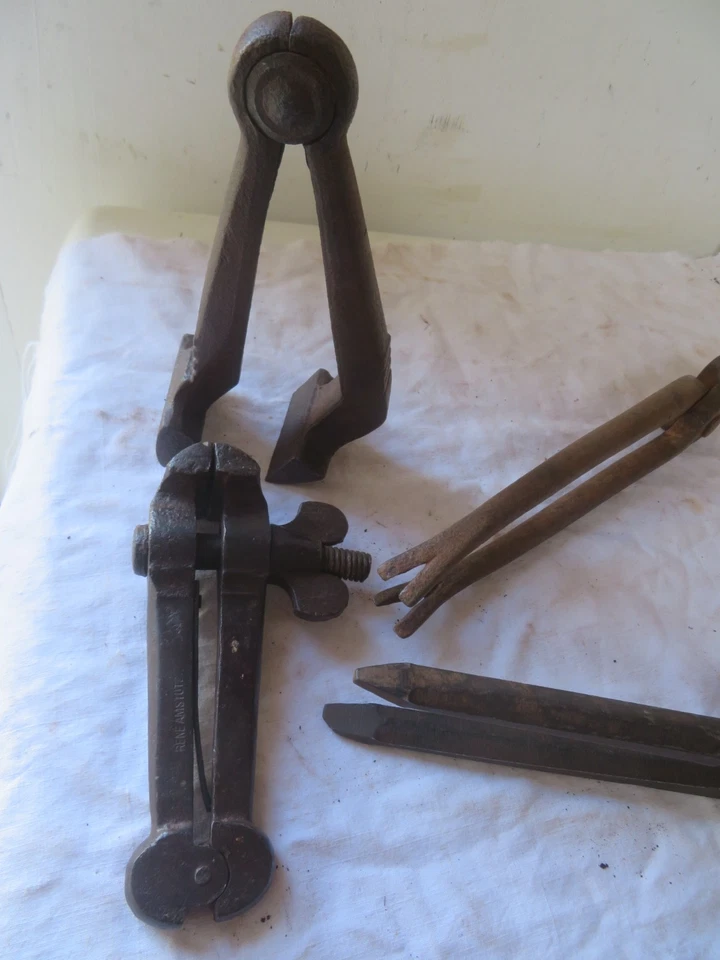 4 x outil ancien cordonnier bourrelier pince à border étau - Photo 3/3