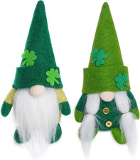St. Patrick's Day Gnome Decorations - Handmade Irish Leprechaun Plush Set