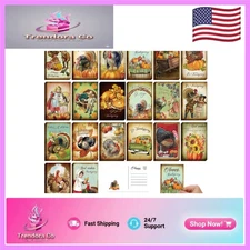 Bulk Set of 80 Retro Thanksgiving Cards - 4x6 Family Greeting Postcards