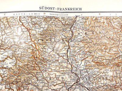 Alte Farb-Lithographie, Südost-Frankreich, 1895,Nizza, San Remo, Avignon, Toulon