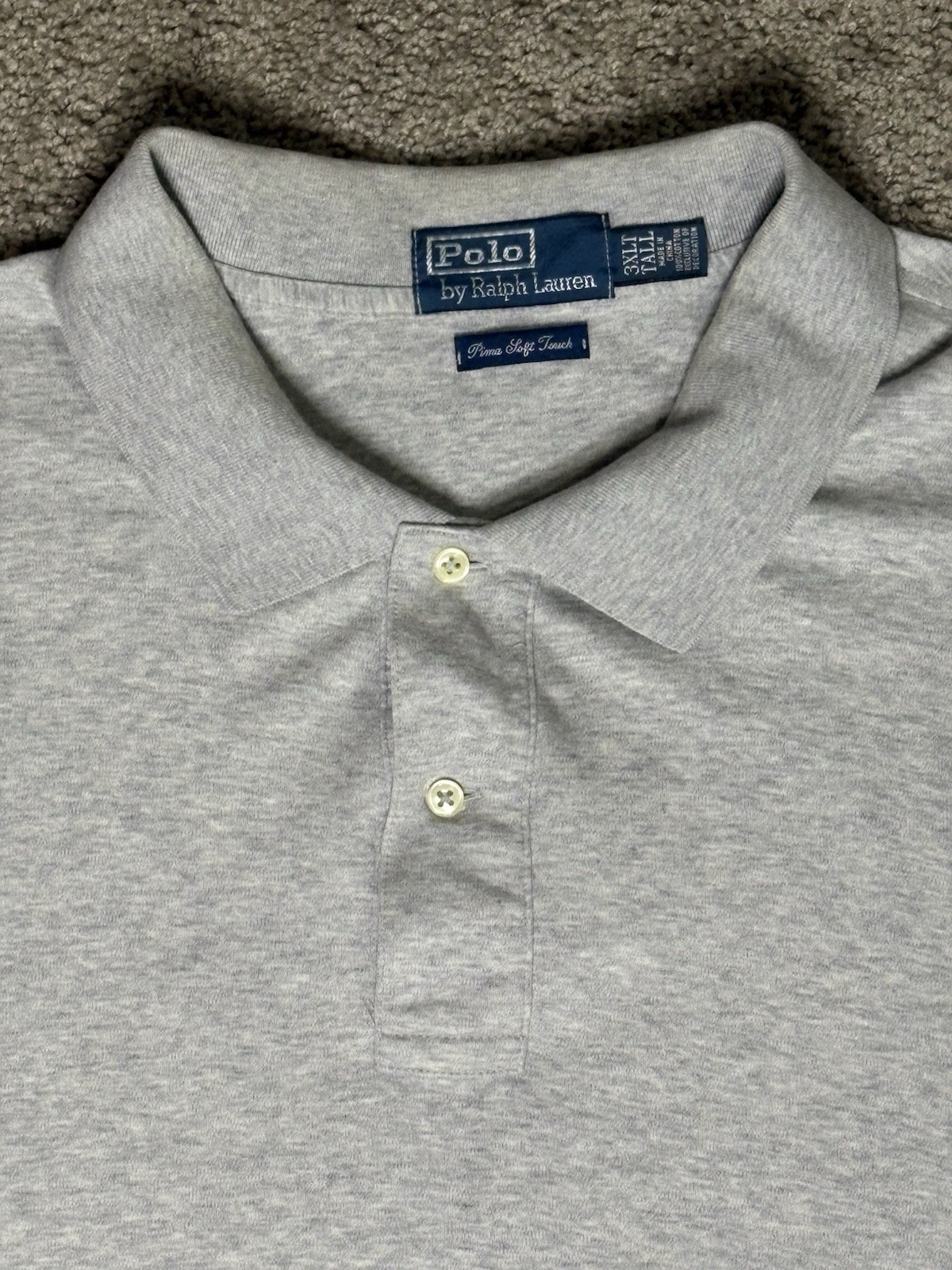 Polo Ralph Lauren Polo Shirt Men’s 3XLT Gray Flesh Pony Pima Soft Touch thumbnail 7