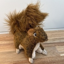Q Folkmanis Mini Brown Squirrel Finger Puppet Plush Toy 4 1/2   Bushy Tail